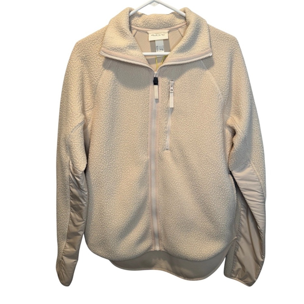 H&M Move Womens Cream Sherpa Pile Fleece Full Zip Jacket S NEW Cozy Outdoors